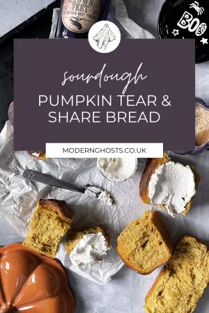 Pinterest image for Tear & Share Pumpkin Spice Sourdough bread